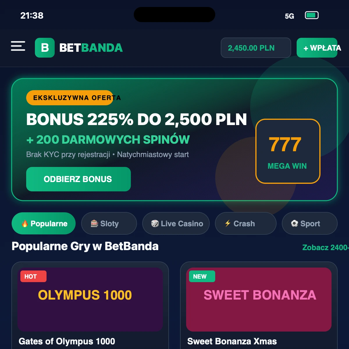 BetBanda Interfejs Mobilny